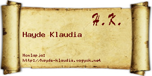Hayde Klaudia névjegykártya